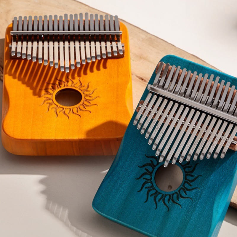Kalimba 17/21 Buddha Stones en bois d'érable, piano à pouce portable pour débutants, motif soleil