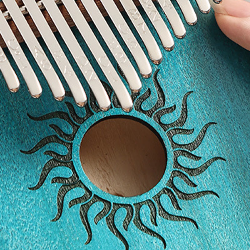 Kalimba 17/21 Buddha Stones en bois d'érable, piano à pouce portable pour débutants, motif soleil