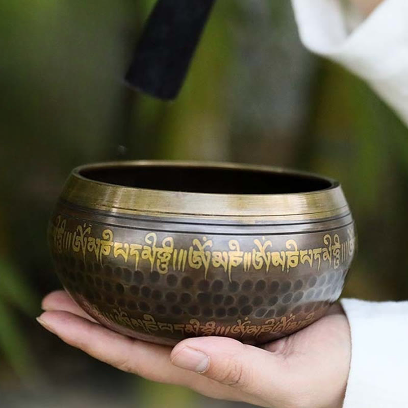 Buddha Stones Bol chantant artisanal orné d'un motif biblique pour la guérison et la méditation - Ensemble de bols sonores - image 0