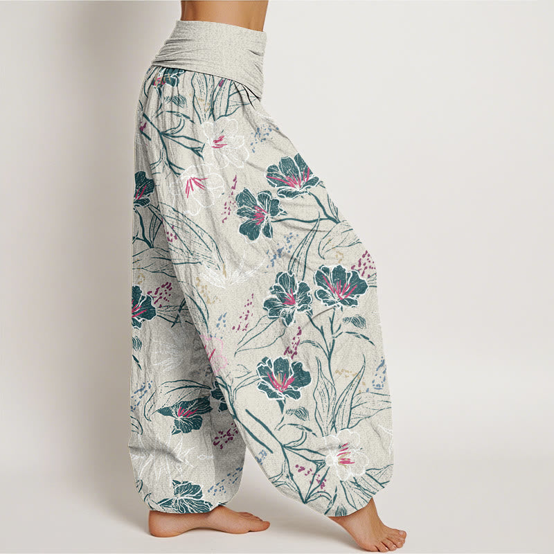 Pantalon sarouel décontracté à taille élastique pour femme, motif fleurs tropicales et feuillage, motif Buddha Stones - image 7