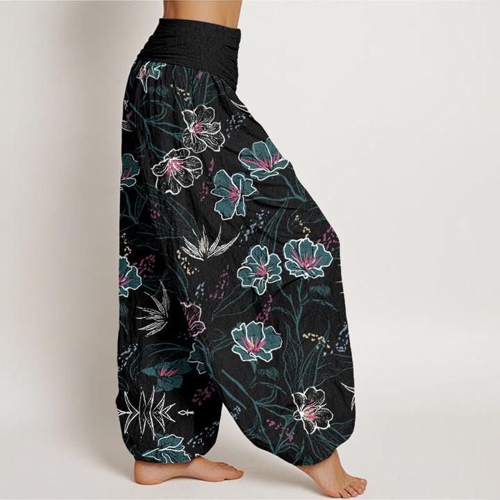 Pantalon sarouel décontracté à taille élastique pour femme, motif fleurs tropicales et feuillage, motif Buddha Stones - image 10