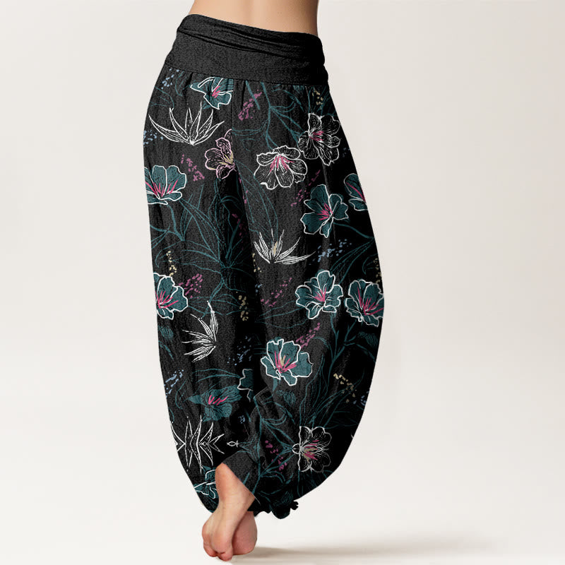 Pantalon sarouel décontracté à taille élastique pour femme, motif fleurs tropicales et feuillage, motif Buddha Stones - image 9