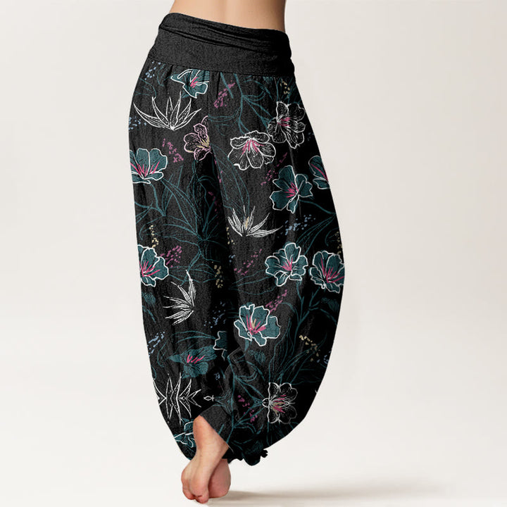 Pantalon sarouel décontracté à taille élastique pour femme, motif fleurs tropicales et feuillage, motif Buddha Stones - image 9