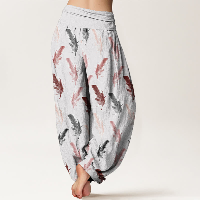 Pantalon sarouel décontracté à taille élastique pour femme, motif fleurs tropicales et feuillage, motif Buddha Stones - image 2
