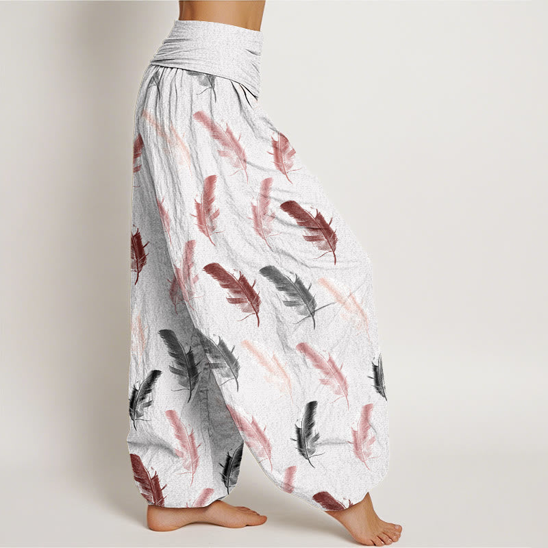 Pantalon sarouel décontracté à taille élastique pour femme, motif fleurs tropicales et feuillage, motif Buddha Stones - image 3