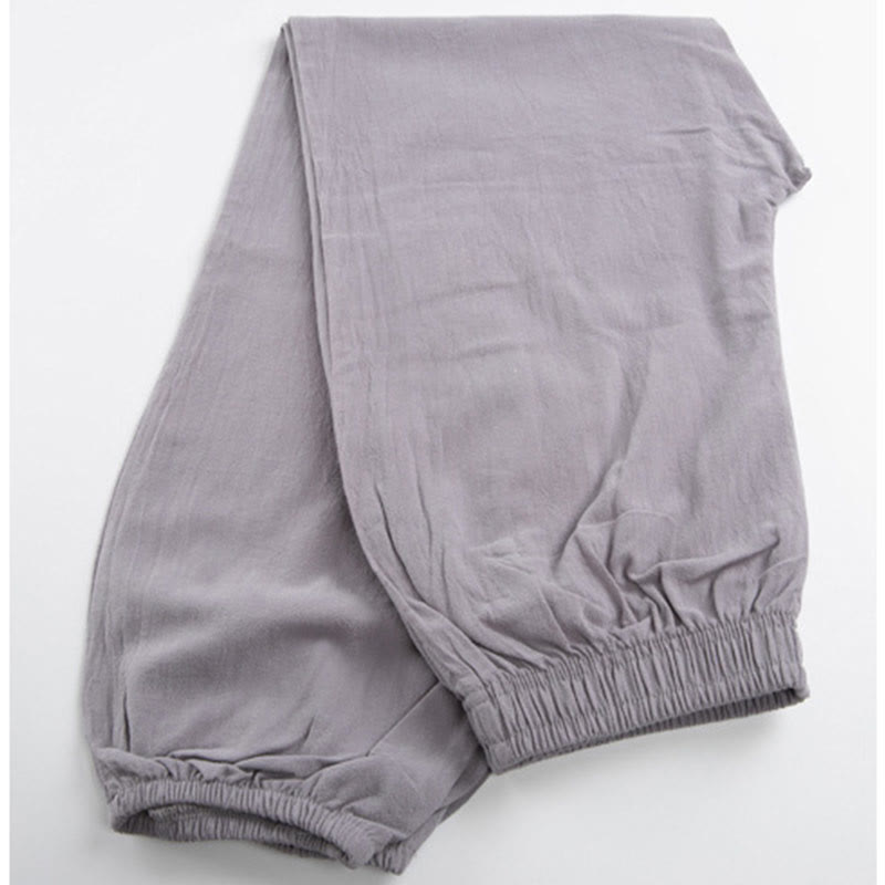 Pantalon d'été unisexe à taille élastique avec poches, motif Buddha Stones , couleur unie, pour la pratique du Tai Chi et du Qigong - image 2