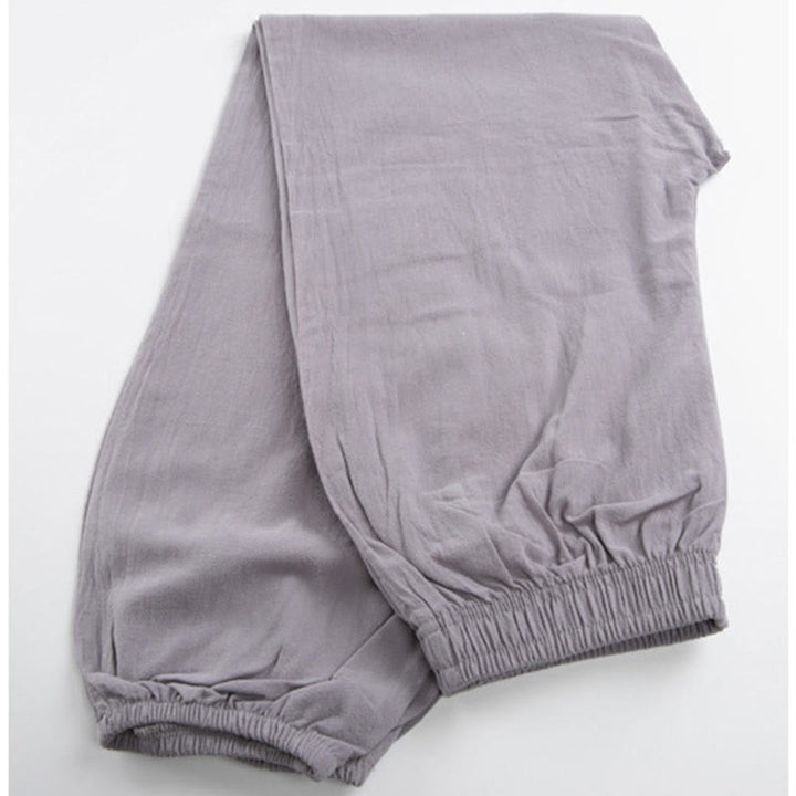 Pantalon d'été unisexe à taille élastique avec poches, motif Buddha Stones , couleur unie, pour la pratique du Tai Chi et du Qigong - image 2