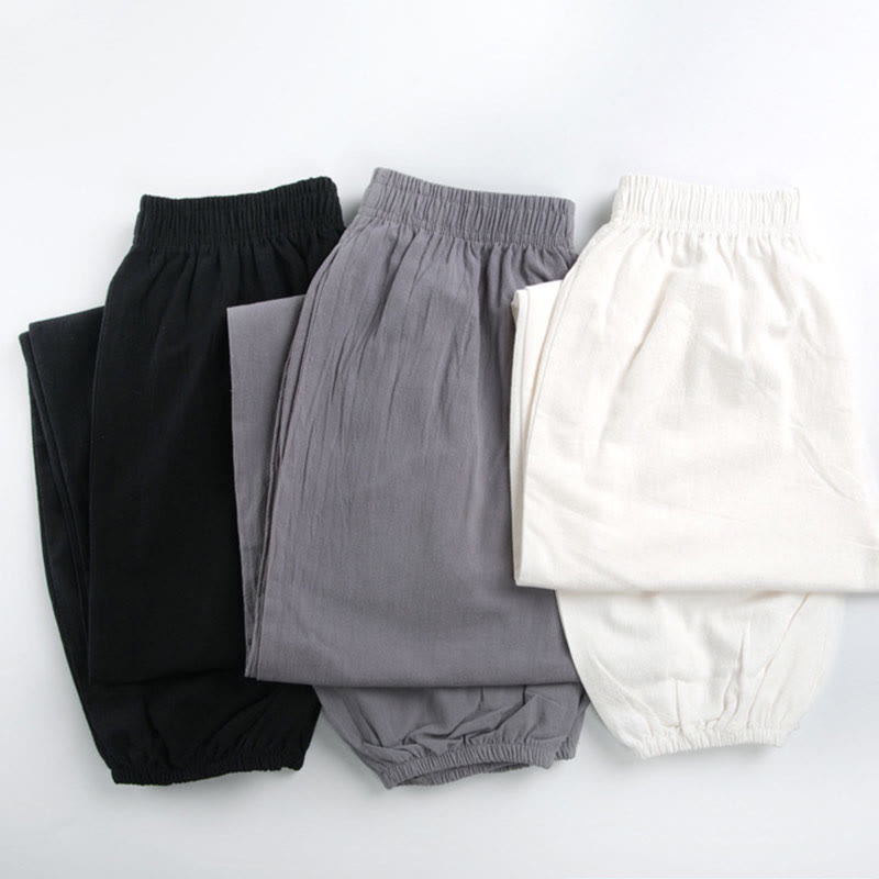 Pantalon d'été unisexe à taille élastique avec poches, motif Buddha Stones , couleur unie, pour la pratique du Tai Chi et du Qigong - image 14