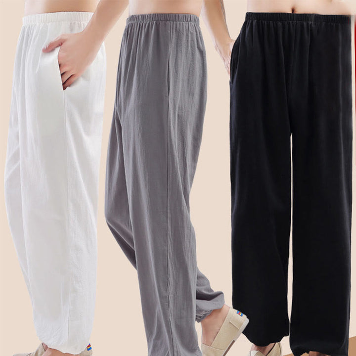 Pantalon d'été unisexe à taille élastique avec poches, motif Buddha Stones , couleur unie, pour la pratique du Tai Chi et du Qigong - image 13