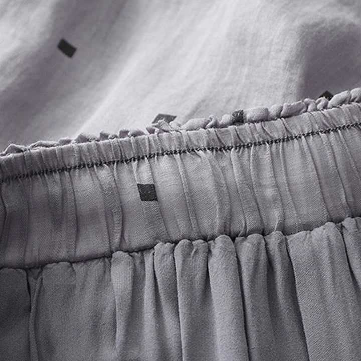 Pantalon large décontracté d'été en coton et lin avec poches pour femme, motif à pois, motif Buddha Stones - image 5