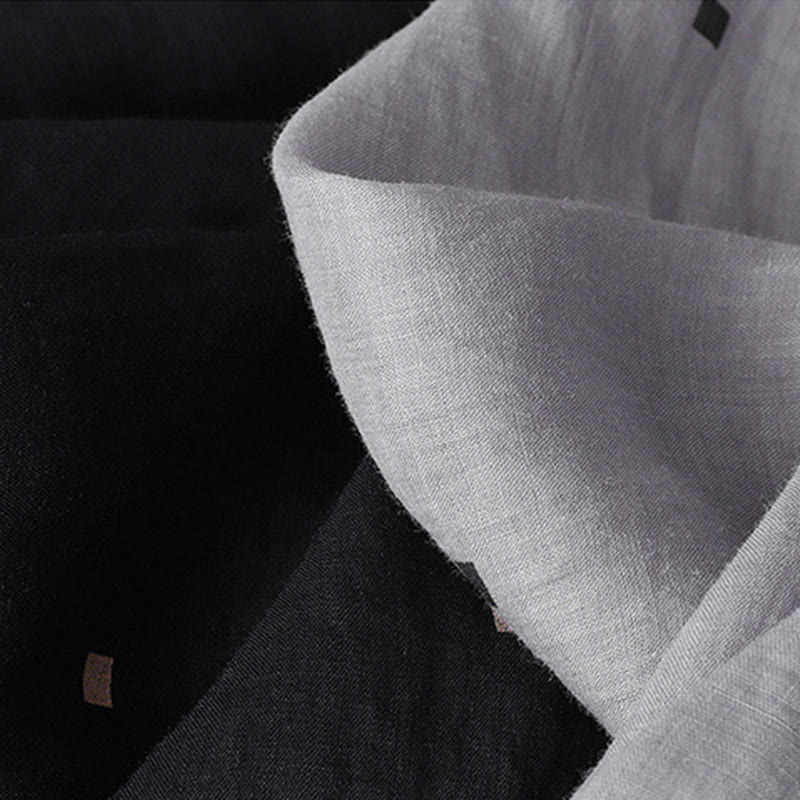 Pantalon large décontracté d'été en coton et lin avec poches pour femme, motif à pois, motif Buddha Stones