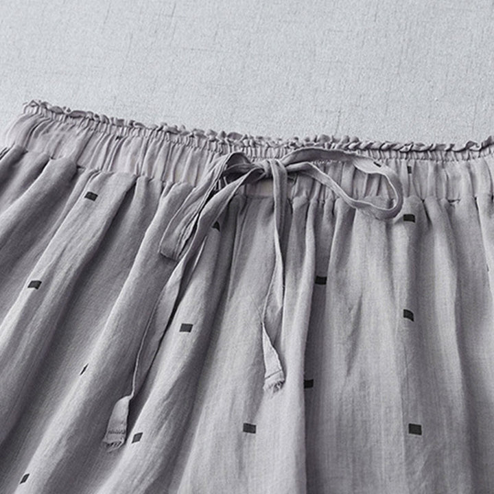 Pantalon large décontracté d'été en coton et lin avec poches pour femme, motif à pois, motif Buddha Stones