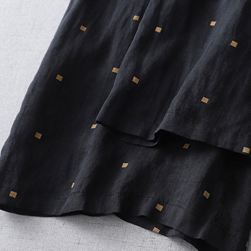 Pantalon large décontracté d'été en coton et lin avec poches pour femme, motif à pois, motif Buddha Stones - image 13