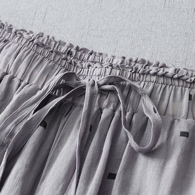 Pantalon large décontracté d'été en coton et lin avec poches pour femme, motif à pois, motif Buddha Stones - image 2