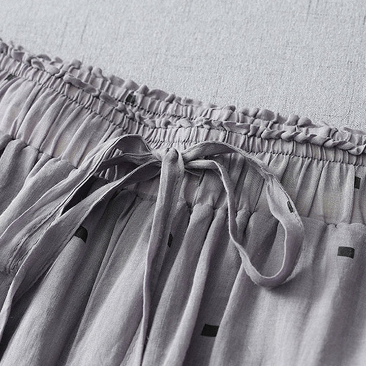 Pantalon large décontracté d'été en coton et lin avec poches pour femme, motif à pois, motif Buddha Stones - image 2