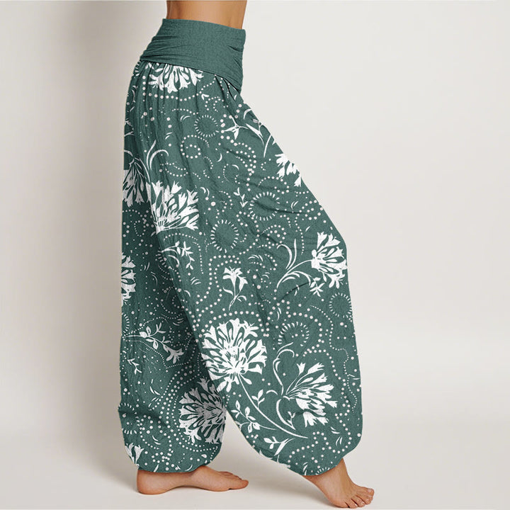Pantalon Buddha Stones décontracté à taille élastique pour femme avec motif floral et vigne - image 2