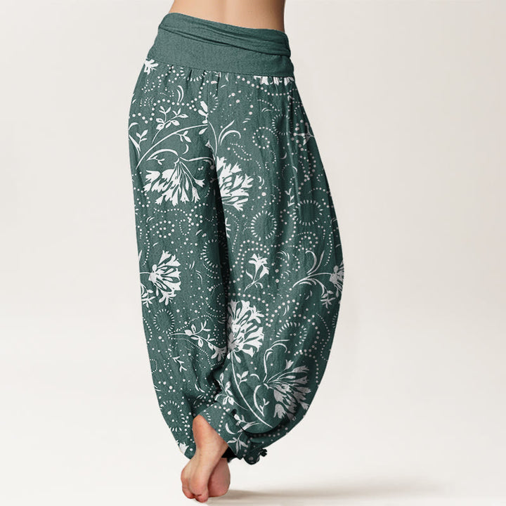 Pantalon Buddha Stones décontracté à taille élastique pour femme avec motif floral et vigne - image 3