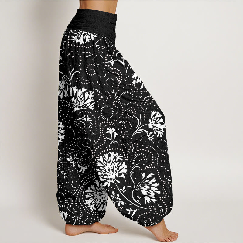 Pantalon Buddha Stones décontracté à taille élastique pour femme avec motif floral et vigne - image 6
