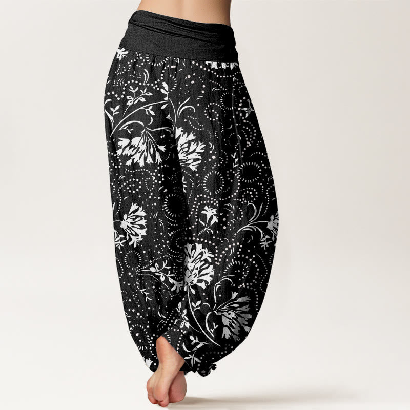 Pantalon Buddha Stones décontracté à taille élastique pour femme avec motif floral et vigne - image 7