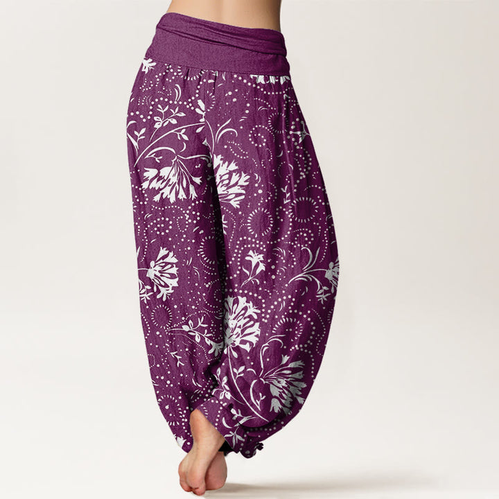 Pantalon Buddha Stones décontracté à taille élastique pour femme avec motif floral et vigne - image 10