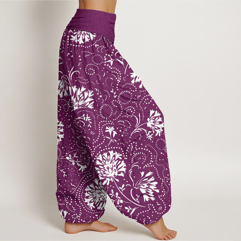 Pantalon Buddha Stones décontracté à taille élastique pour femme avec motif floral et vigne - image 9