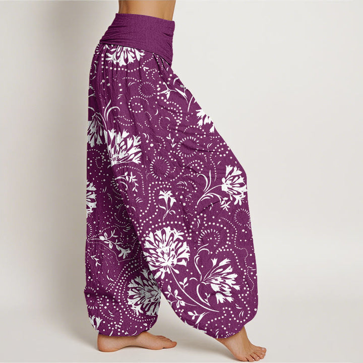 Pantalon Buddha Stones décontracté à taille élastique pour femme avec motif floral et vigne - image 9