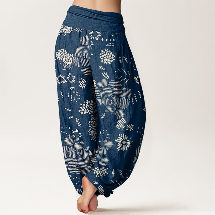 Pantalon sarouel décontracté à taille élastique pour femme avec motif floral et Buddha Stones - image 10
