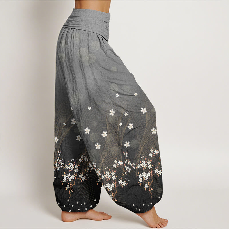 Pantalon Buddha Stones décontracté à taille élastique pour femme, motif floral dégradé, lignes ondulées, points lumineux circulaires - image 6
