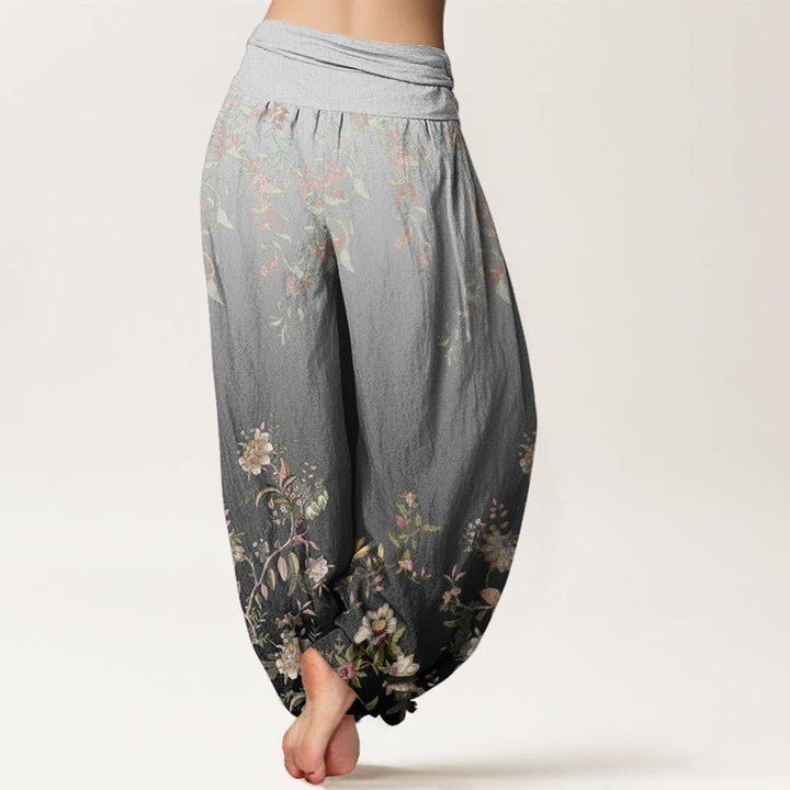 Pantalon sarouel décontracté à taille élastique pour femme, motif floral délicat et dégradé de feuilles, motif Buddha Stones - image 6