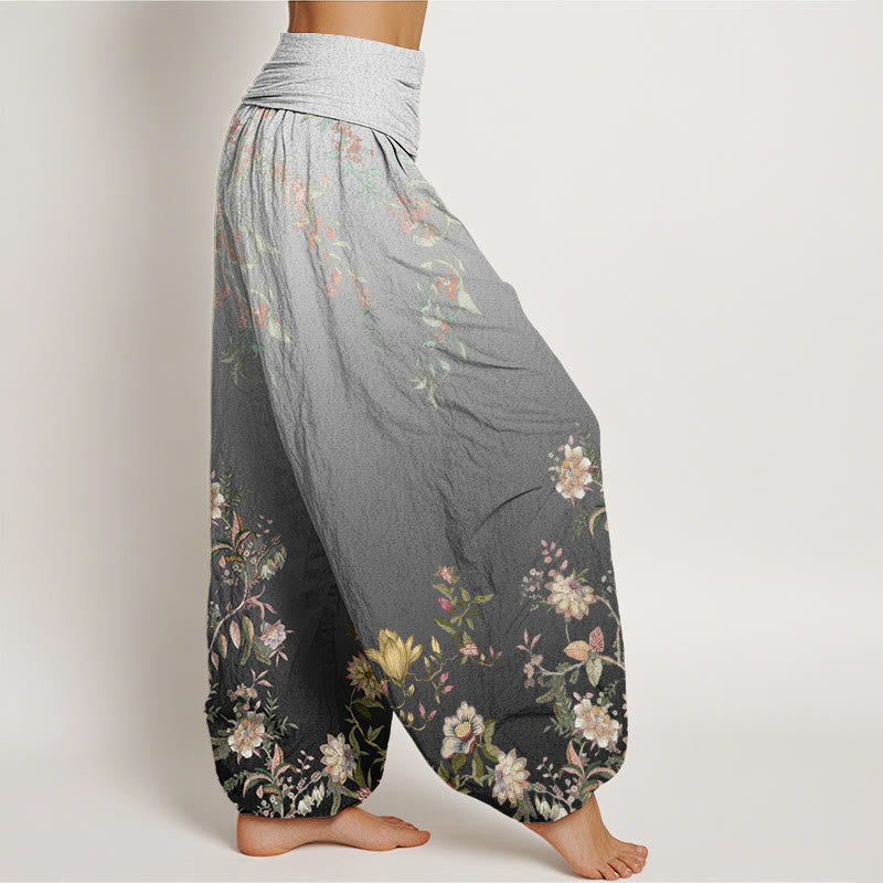 Pantalon sarouel décontracté à taille élastique pour femme, motif floral délicat et dégradé de feuilles, motif Buddha Stones - image 6