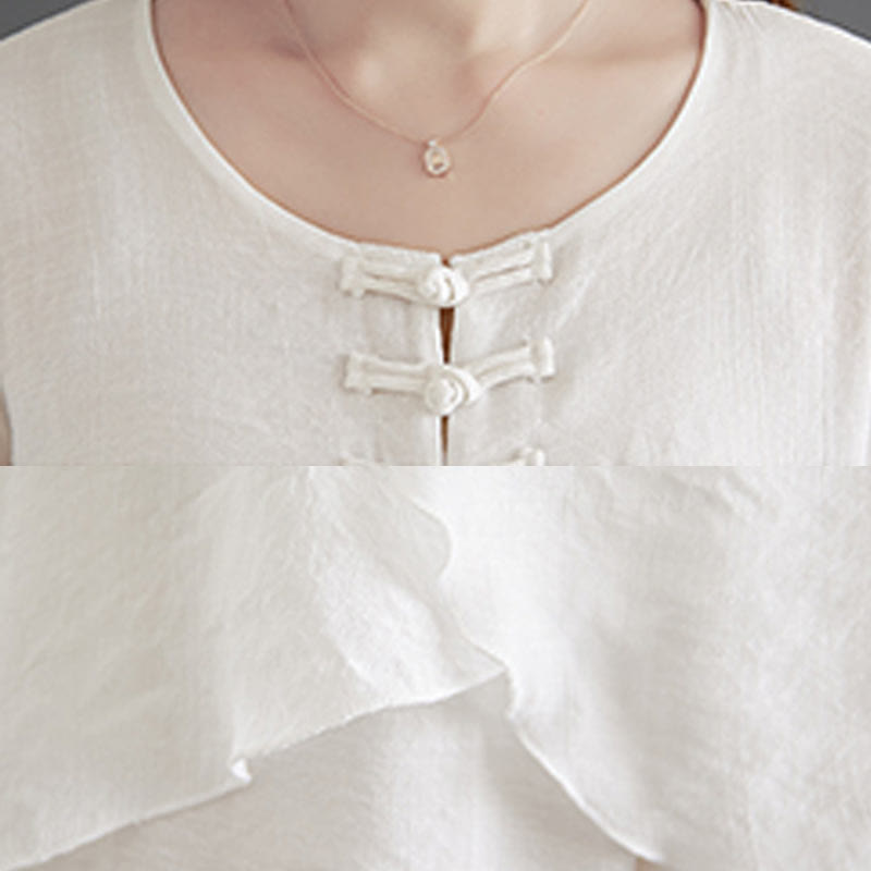 Ensemble 2 Buddha Stones beige avec boutons en forme de grenouille chinoise, chemise à manches longues, pantalon, méditation, zen, tai-chi, coton et lin pour femme - image 17