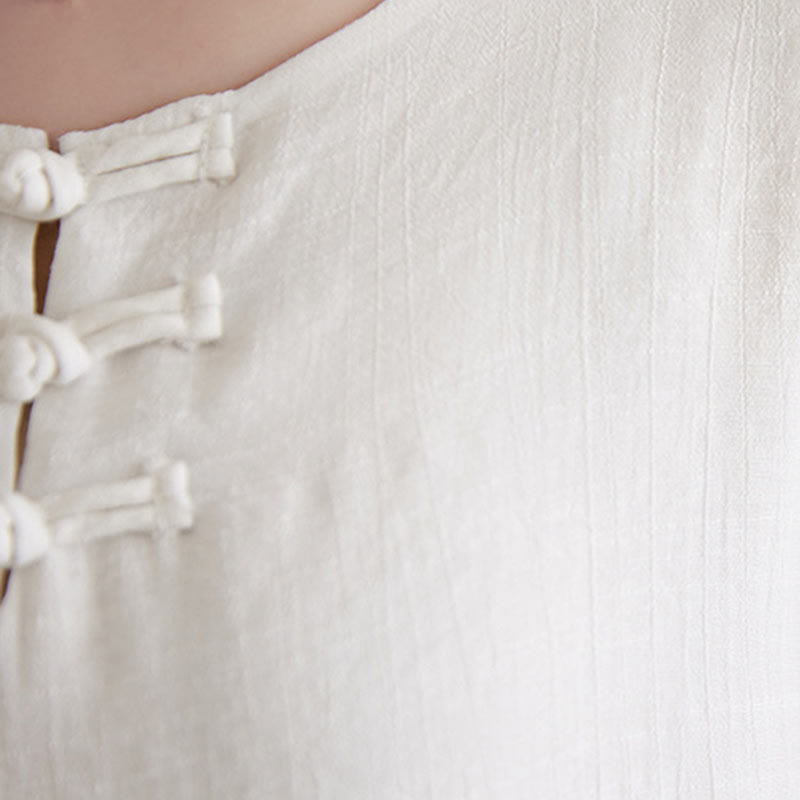 Ensemble 2 Buddha Stones beige avec boutons en forme de grenouille chinoise, chemise à manches longues, pantalon, méditation, zen, tai-chi, coton et lin pour femme - image 9