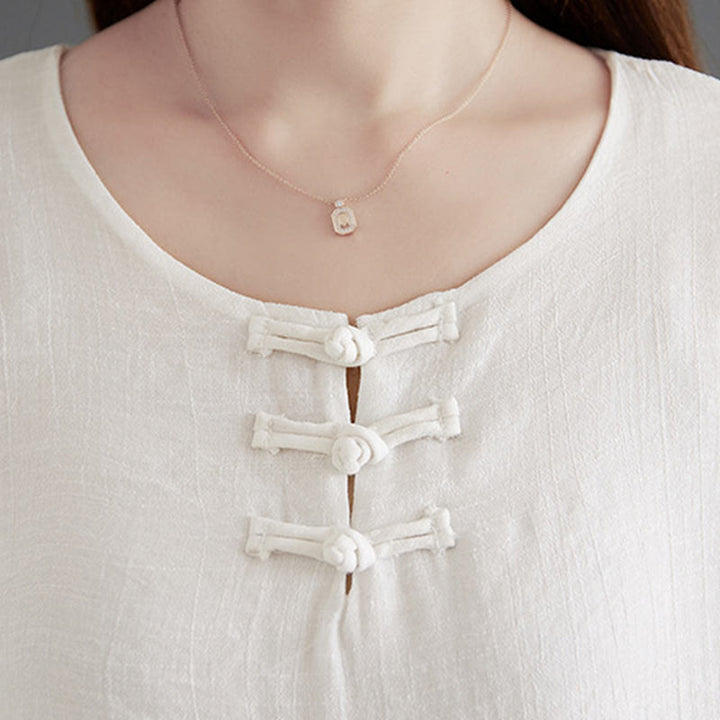 Ensemble 2 Buddha Stones beige avec boutons en forme de grenouille chinoise, chemise à manches longues, pantalon, méditation, zen, tai-chi, coton et lin pour femme - image 8