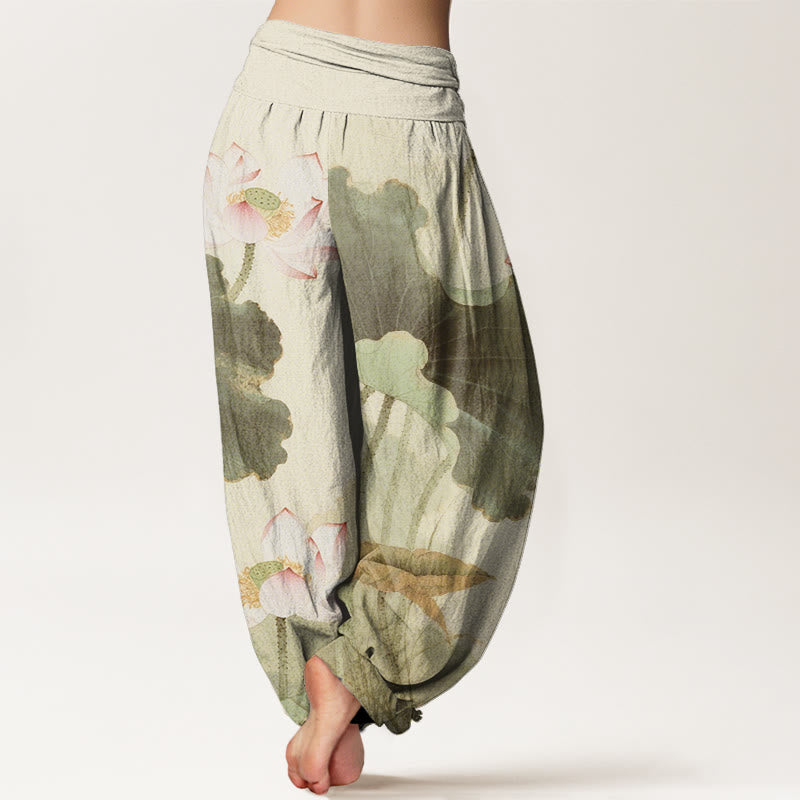 Pantalon sarouel décontracté à taille élastique pour femme, motif de pétales de lotus et de Buddha Stones - image 7