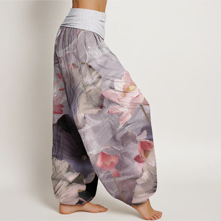 Pantalon sarouel décontracté à taille élastique pour femme, motif pétales de lotus et Buddha Stones - image 5
