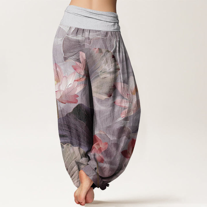 Pantalon sarouel décontracté à taille élastique pour femme, motif pétales de lotus et Buddha Stones - image 6