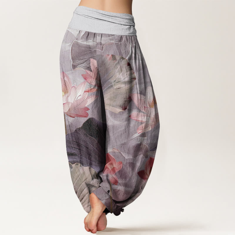 Pantalon sarouel décontracté à taille élastique pour femme, motif pétales de lotus et Buddha Stones - image 7