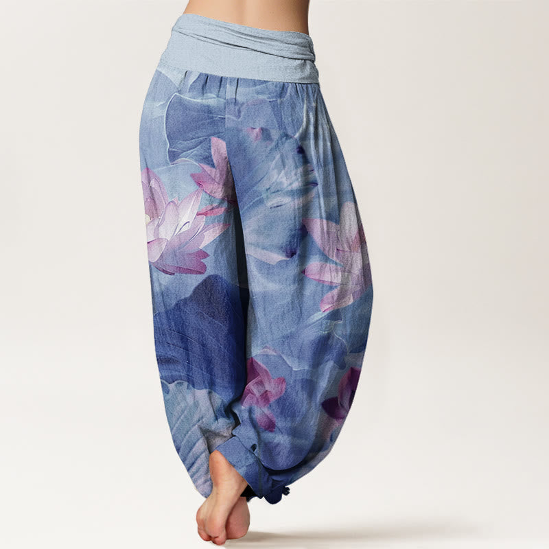 Pantalon sarouel décontracté à taille élastique pour femme, motif pétales de lotus et Buddha Stones - image 9