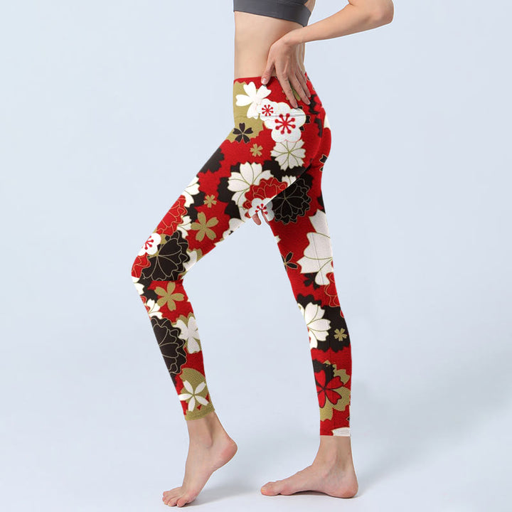 Leggings de sport à imprimé Buddha Stones et pétales de fleurs de cerisier pour femme - image 3