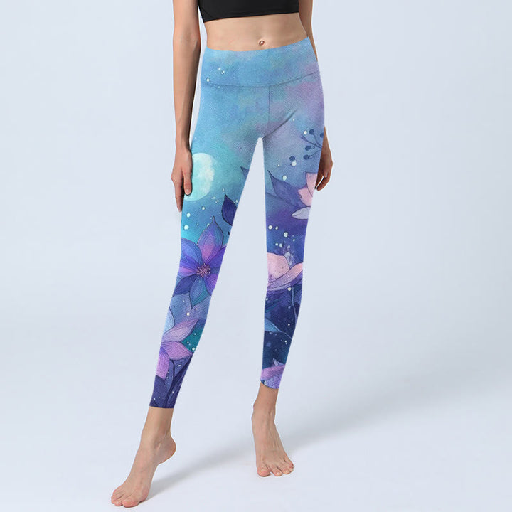 Leggings de sport imprimés Buddha Stones, lune, fleur de lotus, pantalons de yoga pour femmes - image 5