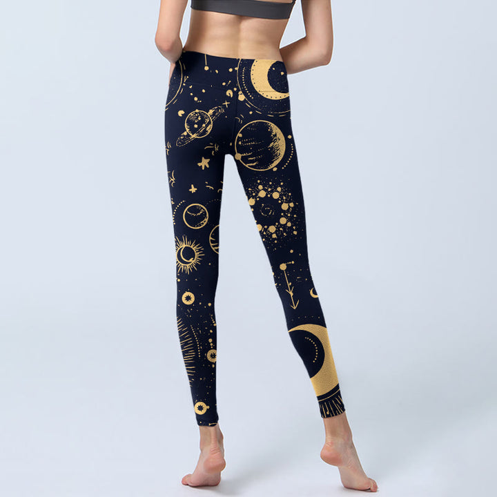 Leggings de sport imprimés Buddha Stones Moon Star Universe pour femmes, pantalons de yoga - image 7