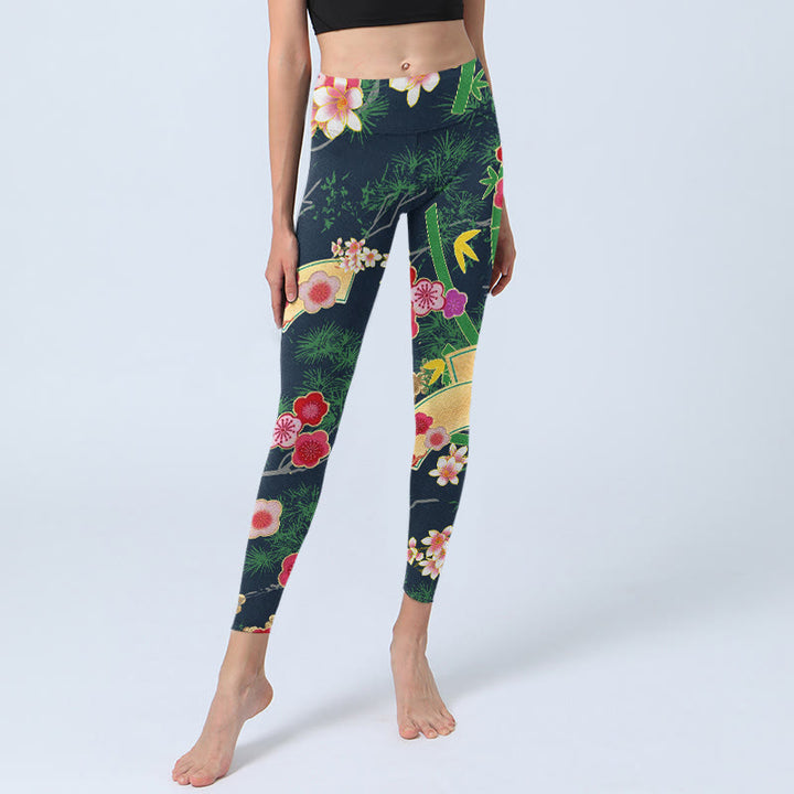 Leggings de sport imprimés Buddha Stones, cerisiers, bambou et pin, pantalons de yoga pour femmes - image 6