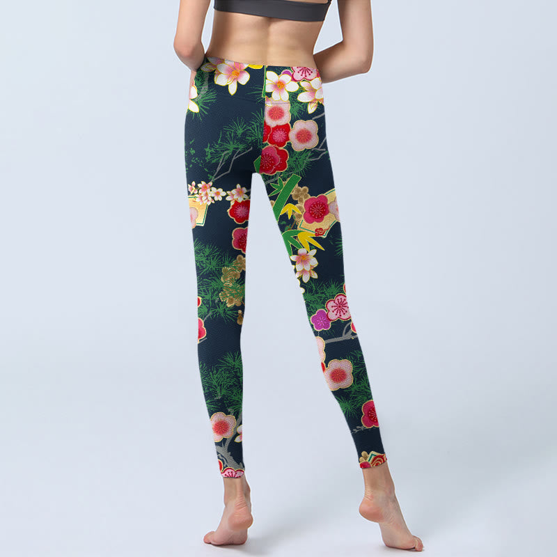 Leggings de sport imprimés Buddha Stones, cerisiers, bambou et pin, pantalons de yoga pour femmes - image 7