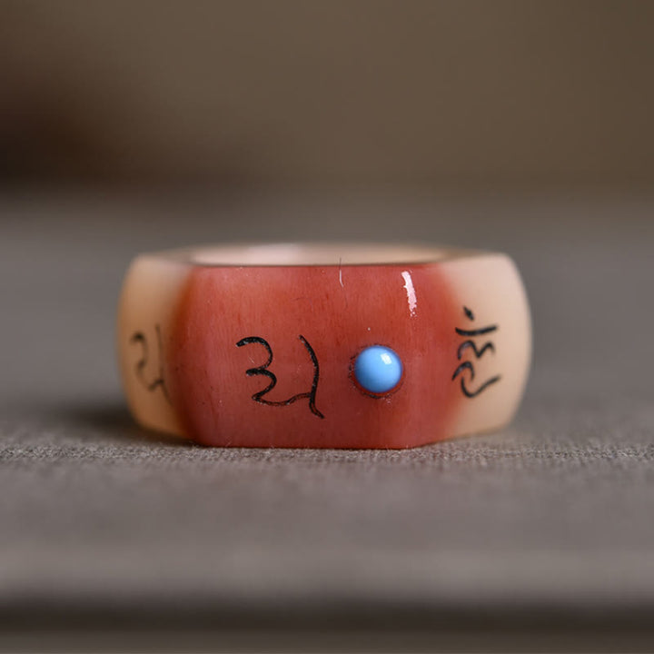 Buddha Stones de chameau Om Mani Padme Hum sculpture bague de protection
