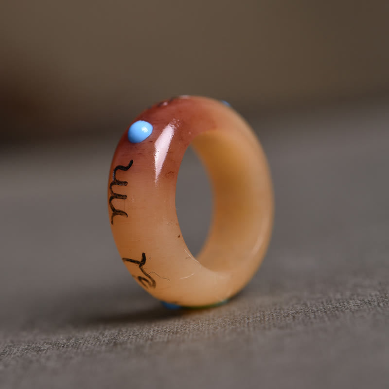 Buddha Stones de chameau Om Mani Padme Hum sculpture bague de protection