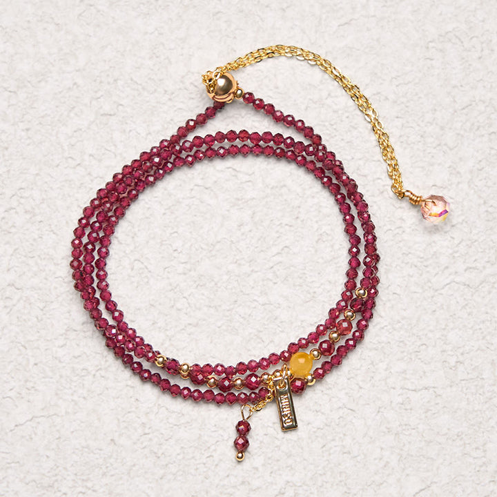 Bracelet triple tour Passion en grenat naturel Buddha Stones