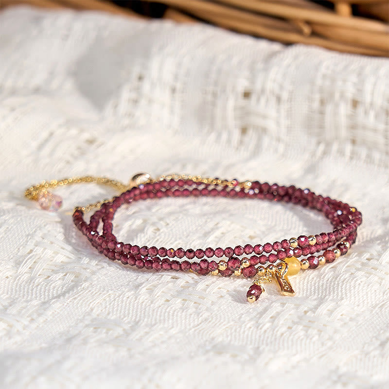 Bracelet triple tour Passion en grenat naturel Buddha Stones