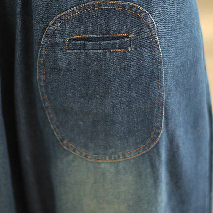 Pantalon sarouel décontracté en coton bleu ardoise foncé pour femme avec cordon de serrage et poches Buddha Stones - image 7