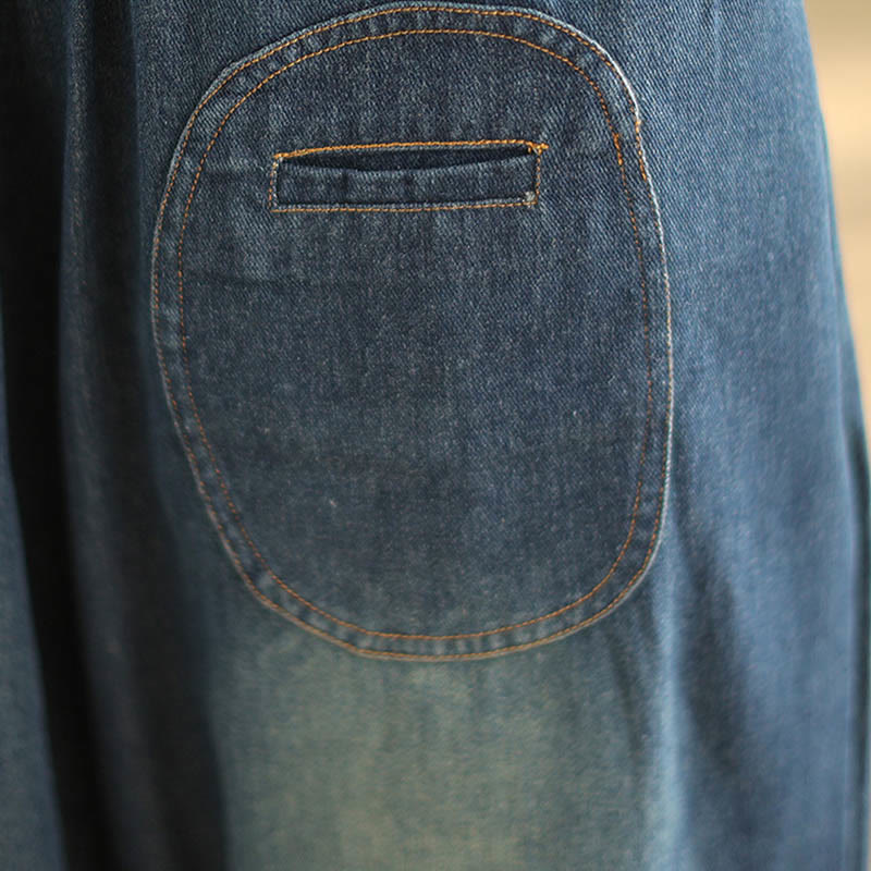 Pantalon sarouel décontracté en coton bleu ardoise foncé pour femme avec cordon de serrage et poches Buddha Stones - image 7