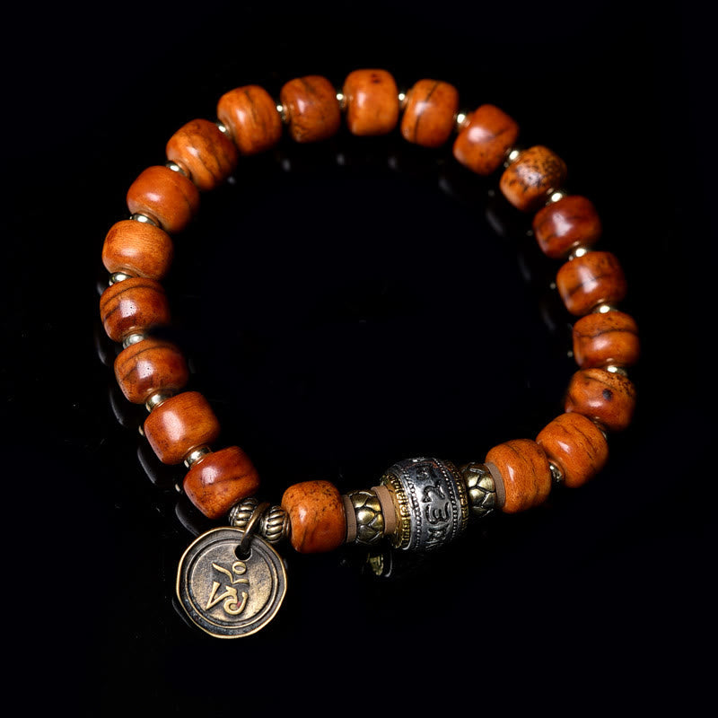 Bracelet de protection porte-bonheur en Buddha Stones naturelles tibétaines en os de chameau OM sanskrit